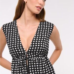 Abercrombie & Fitch Black and White Polka Dot Top